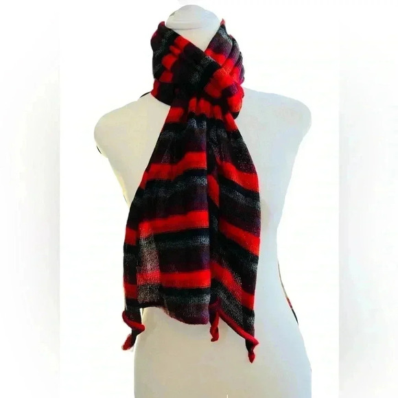 NWT Genuine Alpaca Scarf, Red/Orange/ Black/Gray/Purple - Picture 2 of 7